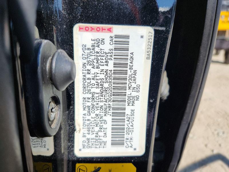 Aukcja sprzedaży 2002 Lexus Es, vin: JTHBF30G220083504, numer aukcji: 49610806