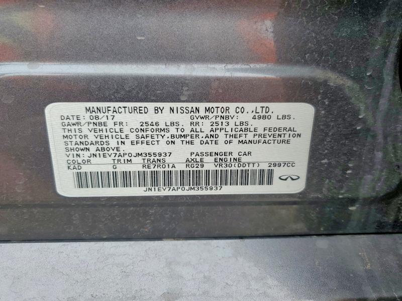 49514736 :رقم المزاد ، JN1EV7AP0JM355937 vin ، 2018 Infiniti Q50 مزاد بيع