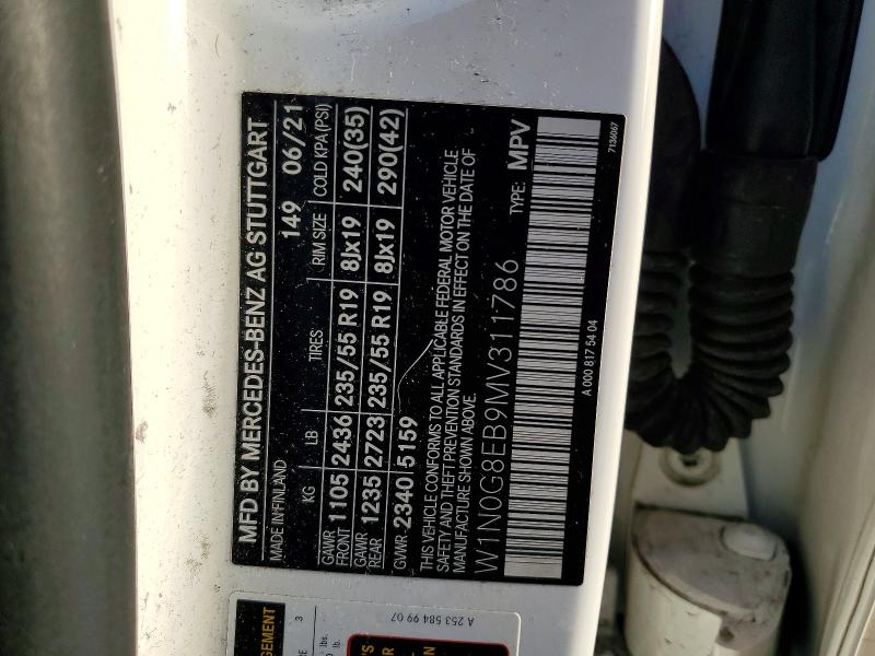 Aukcja sprzedaży 2021 Mercedes-benz Glc, vin: W1N0G8EB9MV311786, numer aukcji: 47878556