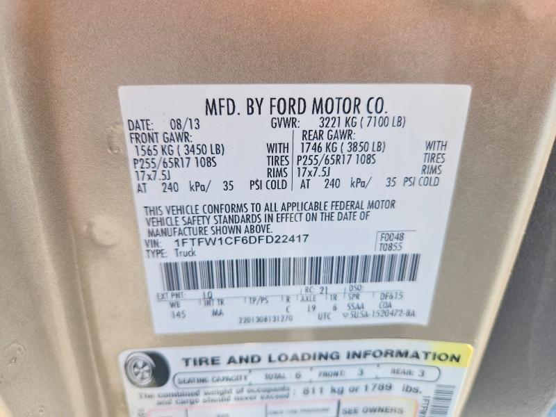 Продаж на аукціоні авто 2013 Ford F150, vin: 1FTFW1CF6DFD22417, номер лоту: 50888846