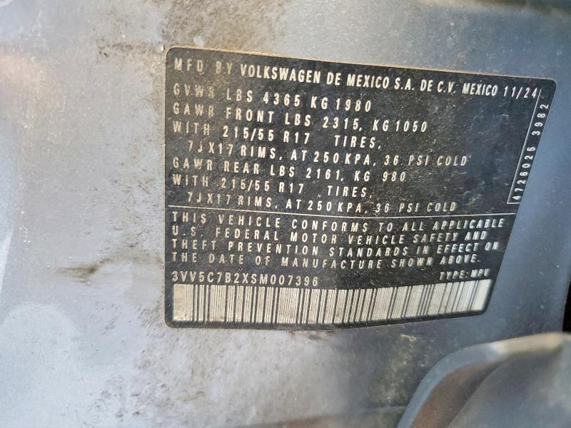 Aukcja sprzedaży 2025 Volkswagen Taos, vin: 3VV5C7B2XSM007396, numer aukcji: 49990666