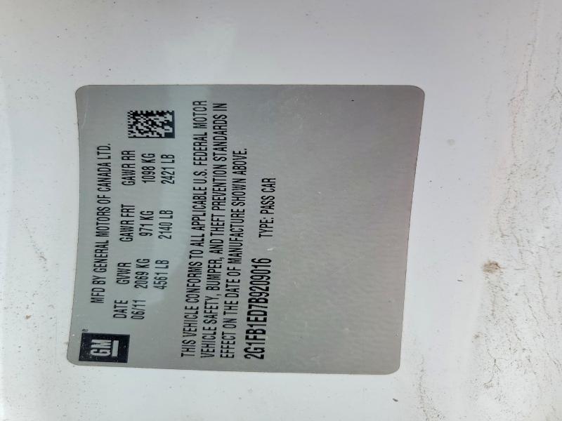 50063986 :رقم المزاد ، 2G1FB1ED7B9209016 vin ، 2011 Chevrolet Camaro مزاد بيع