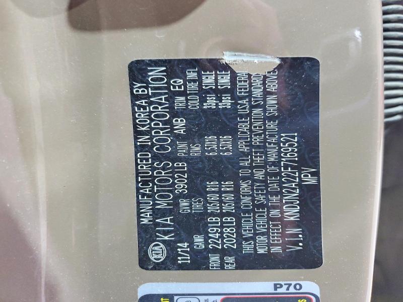 2015 Kia Soul მანქანა იყიდება აუქციონზე, vin: KNDJN2A22F7169521, აუქციონის ნომერი: 49937126