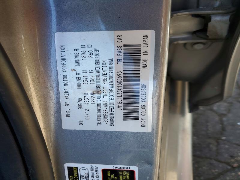 Продажа на аукционе авто 2012 Mazda Speed, vin: JM1BL1L33C1606693, номер лота: 51703376