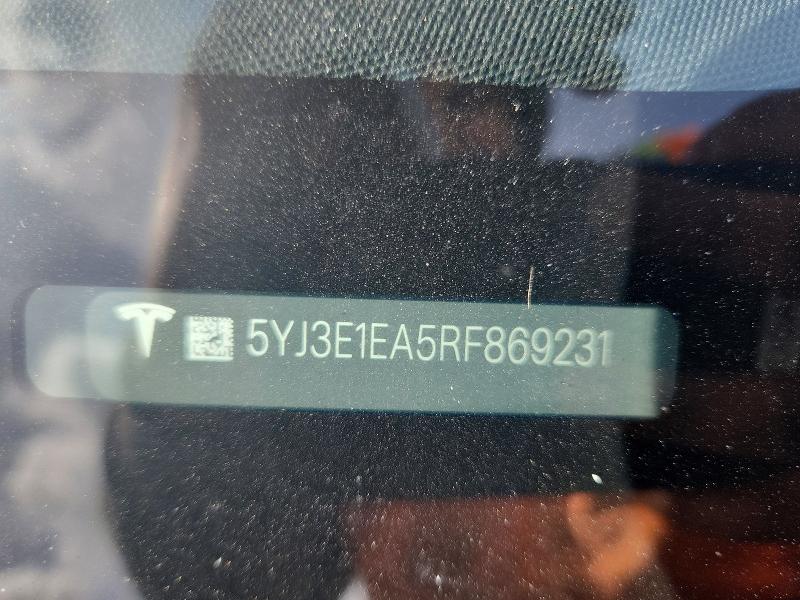 50887136 :رقم المزاد ، 5YJ3E1EA5RF869231 vin ، 2024 Tesla Model 3 مزاد بيع