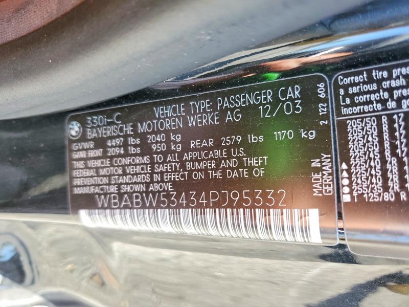 51129976 :رقم المزاد ، WBABW53434PJ95332 vin ، 2004 Bmw 330 مزاد بيع
