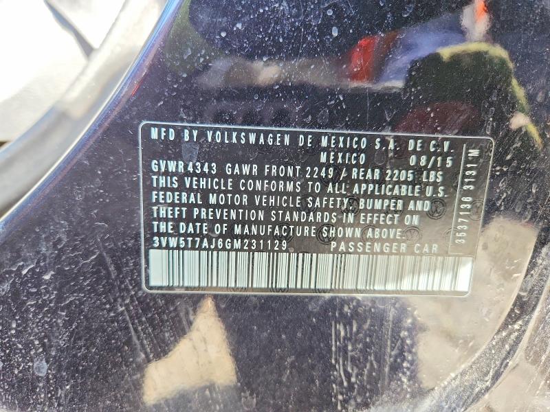 Aukcja sprzedaży 2016 Volkswagen Jetta, vin: 3VW5T7AJ6GM231129, numer aukcji: 48743916