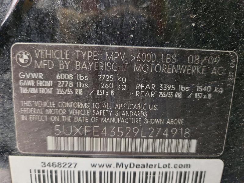 Продаж на аукціоні авто 2009 Bmw X5, vin: 5UXFE43529L274918, номер лоту: 51708546