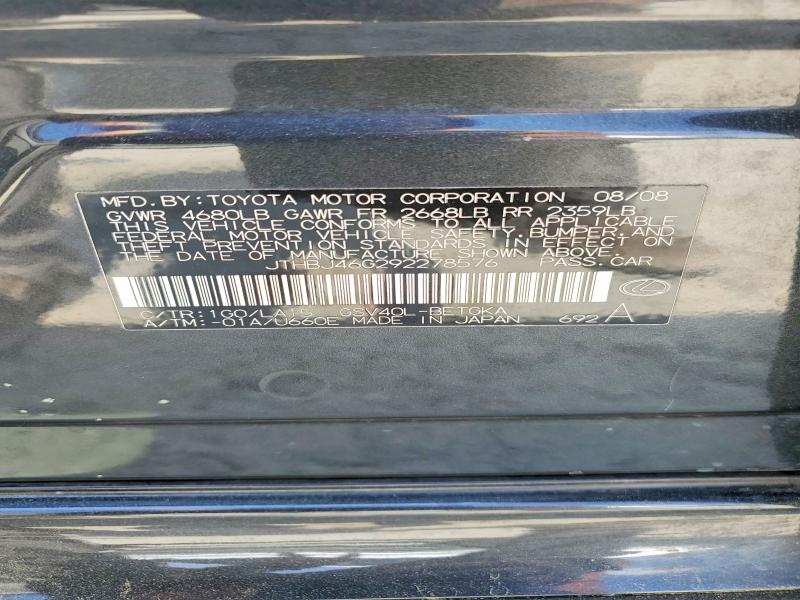 Aukcja sprzedaży 2009 Lexus Es 350, vin: JTHBJ46G292278576, numer aukcji: 48726946