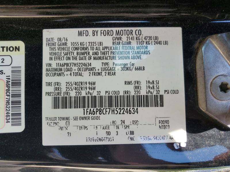 Aukcja sprzedaży 2017 Ford Mustang, vin: 1FA6P8CF7H5224634, numer aukcji: 50970176