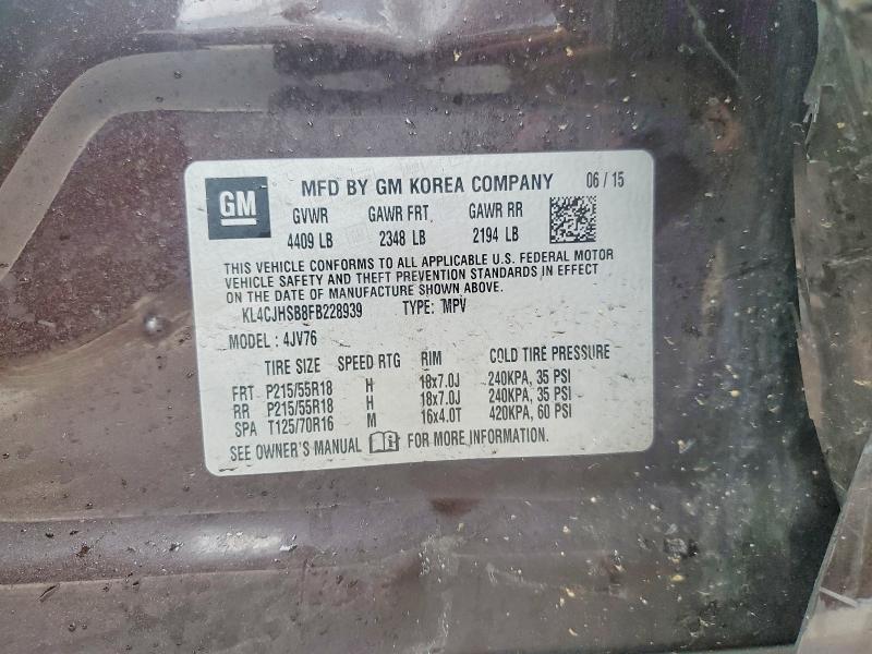 48669006 :رقم المزاد ، KL4CJHSB8FB228939 vin ، 2015 Buick Encore مزاد بيع