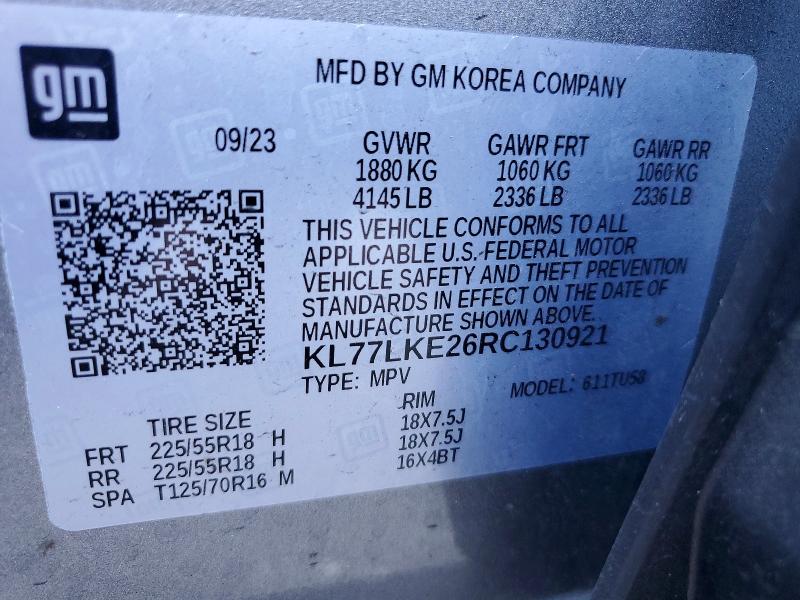 Продажа на аукционе авто 2024 Chevrolet Trax, vin: KL77LKE26RC130921, номер лота: 51025566