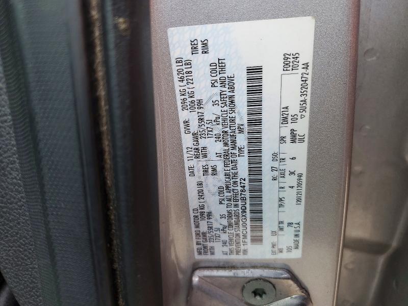 50365876 :رقم المزاد ، 1FMCU0GX9DUB78472 vin ، 2013 Ford Escape مزاد بيع