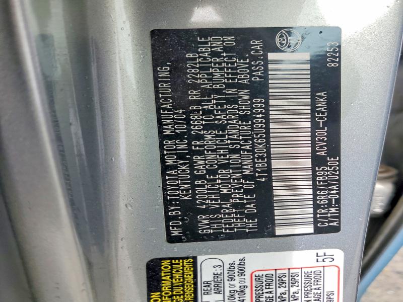Auction sale of the 2005 Toyota Camry, vin: 4T1BE30K65U994999, lot number: 50788816