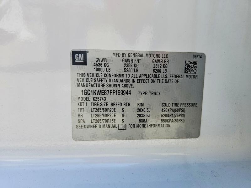 Aukcja sprzedaży 2015 Chevrolet Silverado, vin: 1GC1KWE87FF159944, numer aukcji: 50650976