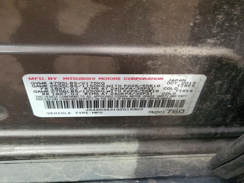 Aukcja sprzedaży 2016 Mitsubishi Outlander, vin: JA4AD3A31GZ015903, numer aukcji: 51152386