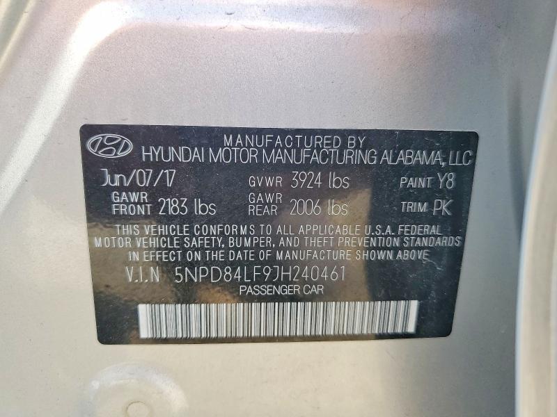 Aukcja sprzedaży 2018 Hyundai Elantra, vin: 5NPD84LF9JH240461, numer aukcji: 48602296