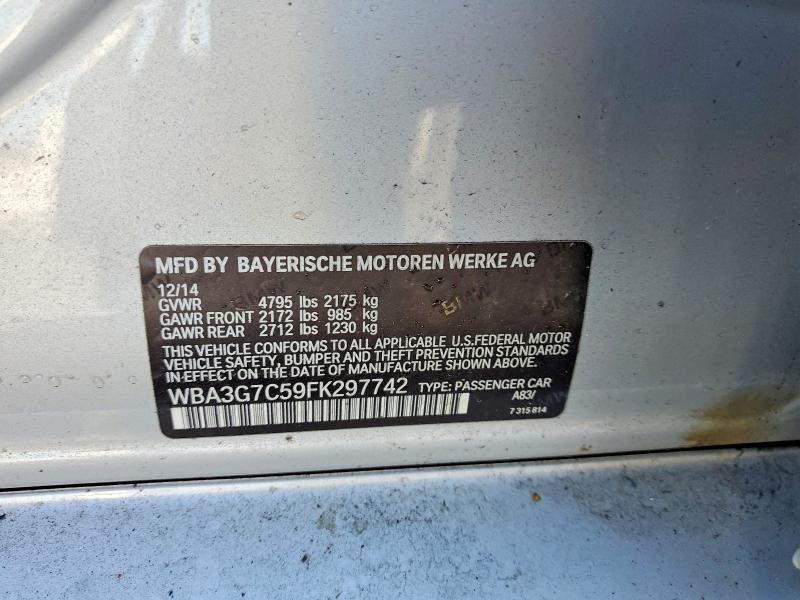 51154256 :رقم المزاد ، WBA3G7C59FK297742 vin ، 2015 Bmw 328 مزاد بيع