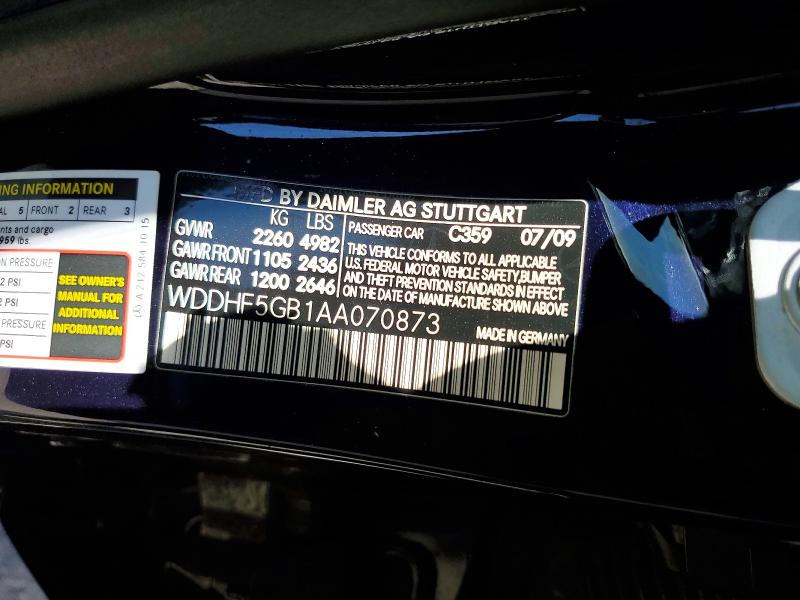 Aukcja sprzedaży 2010 Mercedes-benz E, vin: WDDHF5GB1AA070873, numer aukcji: 51675006