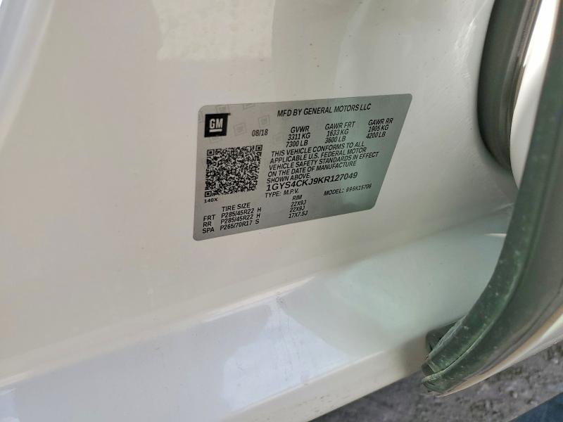 50305876 :رقم المزاد ، 1GYS4CKJ9KR127049 vin ، 2019 Cadillac Escalade مزاد بيع