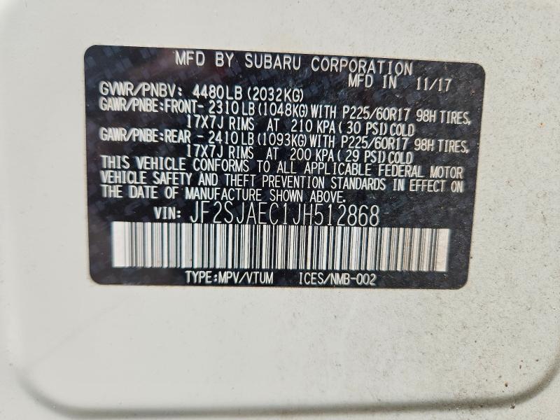 Продажа на аукционе авто 2018 Subaru Forester, vin: JF2SJAEC1JH512868, номер лота: 50168836