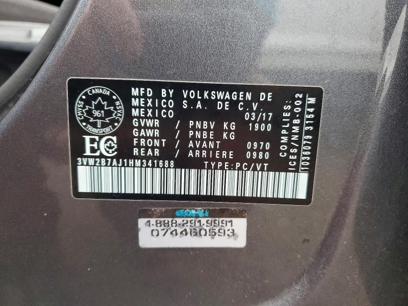 Продажа на аукционе авто 2017 Volkswagen Jetta, vin: 3VW2B7AJ1HM341688, номер лота: 47474646