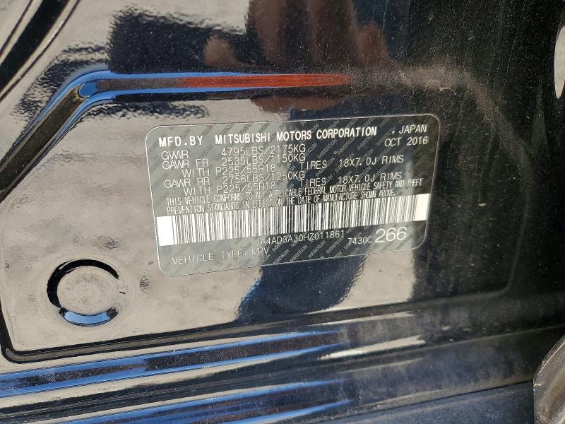 2017 Mitsubishi Outlander მანქანა იყიდება აუქციონზე, vin: JA4AD3A30HZ011861, აუქციონის ნომერი: 49059896