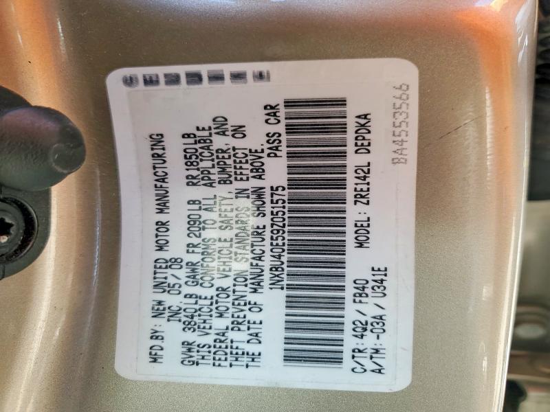 51470376 :رقم المزاد ، 1NXBU40E59Z051575 vin ، 2009 Toyota Corolla مزاد بيع