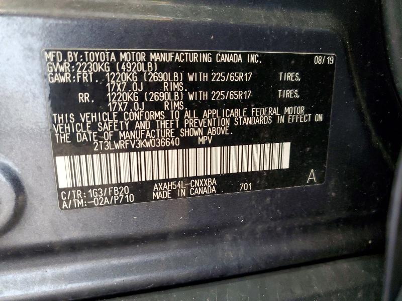Продаж на аукціоні авто 2019 Toyota Rav4 Hybrid, vin: 2T3LWRFV3KW036640, номер лоту: 48245956