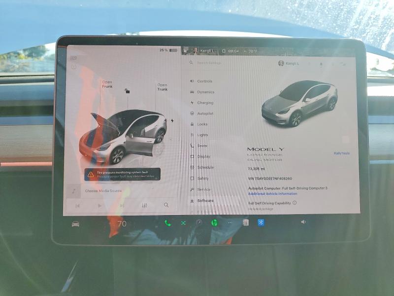 50837096 :رقم المزاد ، 7SAYGDEE7NF408260 vin ، 2022 Tesla Model Y مزاد بيع