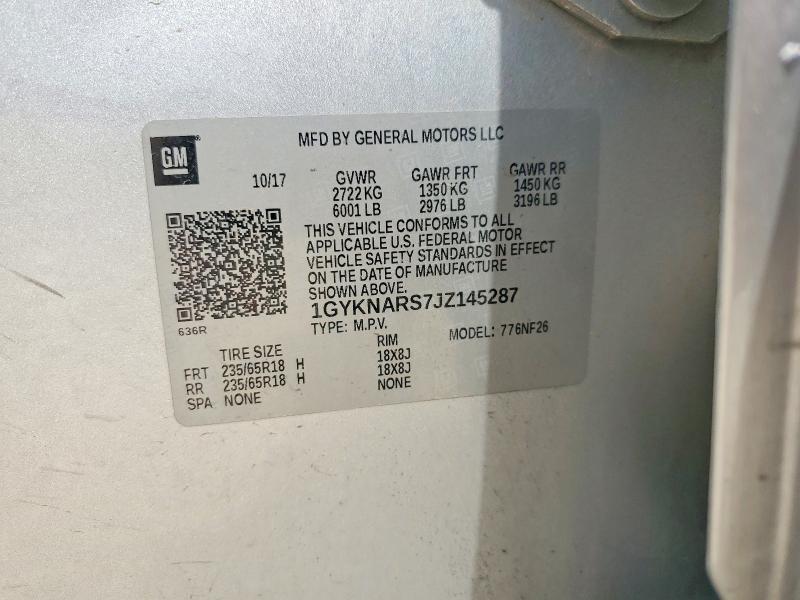 48879486 :رقم المزاد ، 1GYKNARS7JZ145287 vin ، 2018 Cadillac Xt5 مزاد بيع