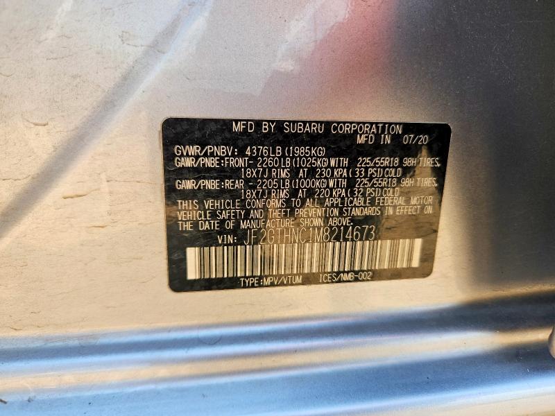 Продаж на аукціоні авто 2021 Subaru Crosstrek, vin: JF2GTHNC1M8214673, номер лоту: 50603996