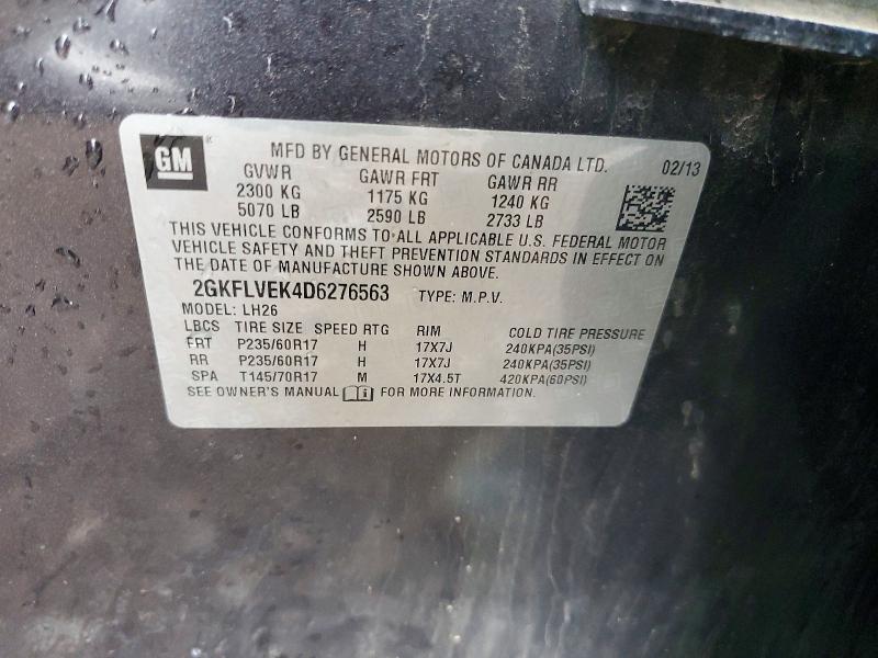 49602356 :رقم المزاد ، 2GKFLVEK4D6276563 vin ، 2013 Gmc Terrain مزاد بيع