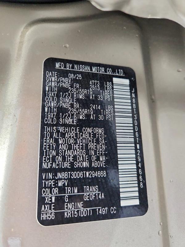 Aukcja sprzedaży 2026 Nissan Rogue, vin: JN8BT3DD6TW294668, numer aukcji: 51889896