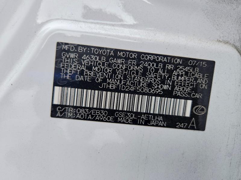 Aukcja sprzedaży 2015 Lexus Is, vin: JTHBF1D24F5080695, numer aukcji: 49593526