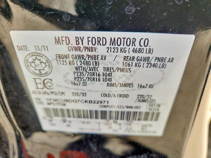 Auction sale of the 2012 Ford Escape, vin: 1FMCU9DG7CKB22971, lot number: 49457396