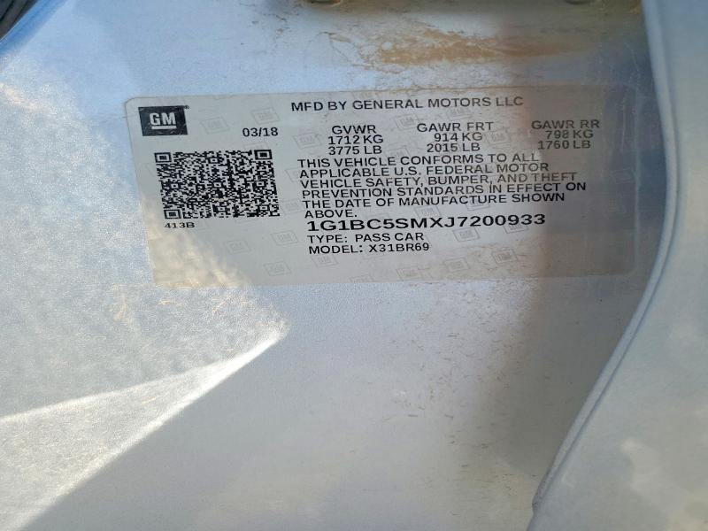 Aukcja sprzedaży 2018 Chevrolet Cruze, vin: 1G1BC5SMXJ7200933, numer aukcji: 48460726