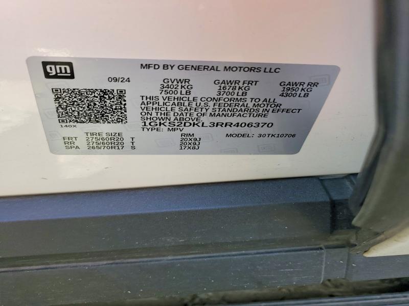2024 Gmc Yukon მანქანა იყიდება აუქციონზე, vin: 1GKS2DKL3RR406370, აუქციონის ნომერი: 51698486