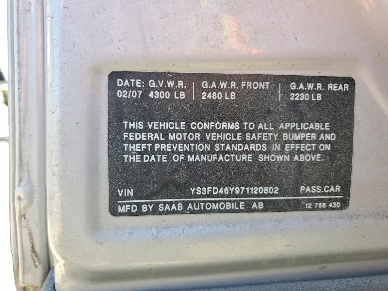 Продажа на аукционе авто 2007 Saab 9-3, vin: YS3FD46Y971120802, номер лота: 50774916