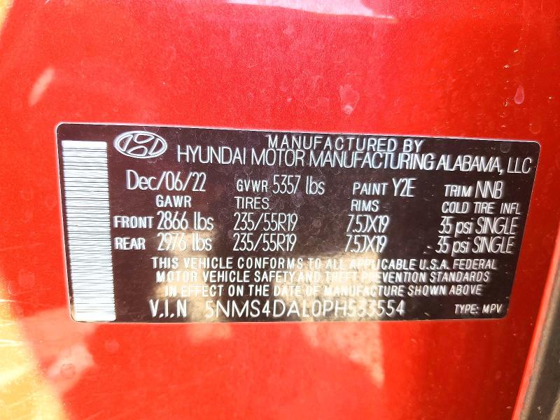 50071336 :رقم المزاد ، 5NMS4DAL0PH533554 vin ، 2023 Hyundai Santa Fe مزاد بيع