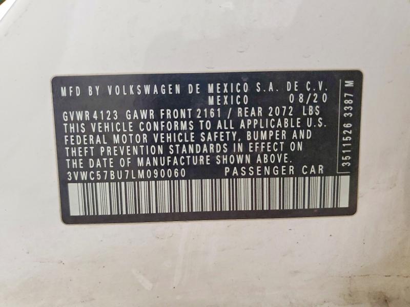 Aukcja sprzedaży 2020 Volkswagen Jetta, vin: 3VWC57BU7LM090060, numer aukcji: 50638096