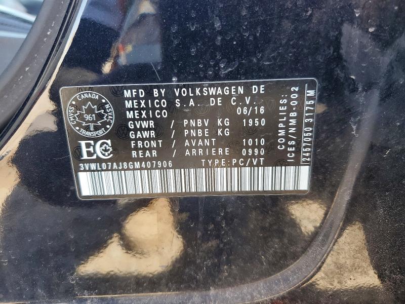 49150796 :رقم المزاد ، 3VWL07AJ8GM407906 vin ، 2016 Volkswagen Jetta مزاد بيع