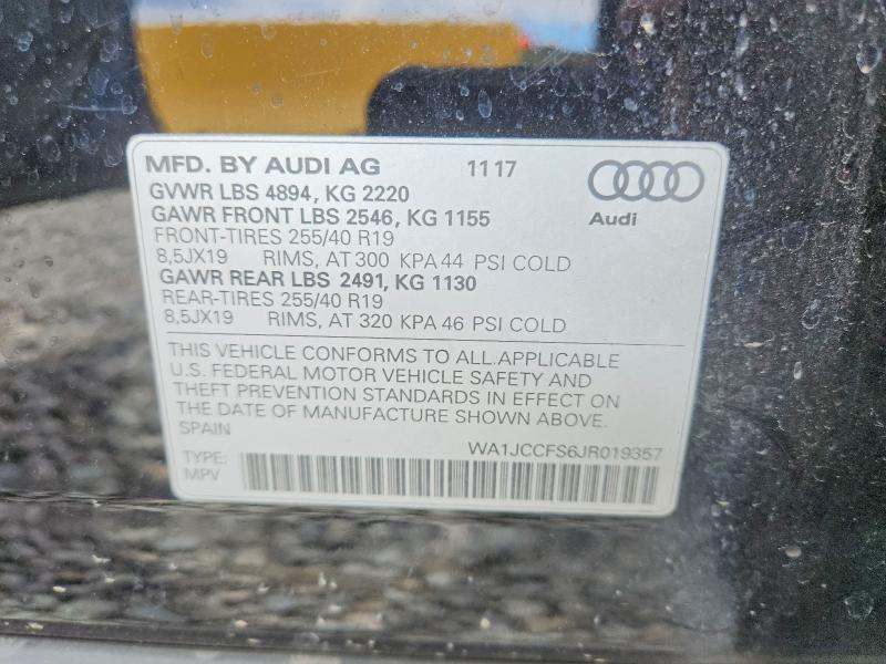 50909226 :رقم المزاد ، WA1JCCFS6JR019357 vin ، 2018 Audi Q3 مزاد بيع
