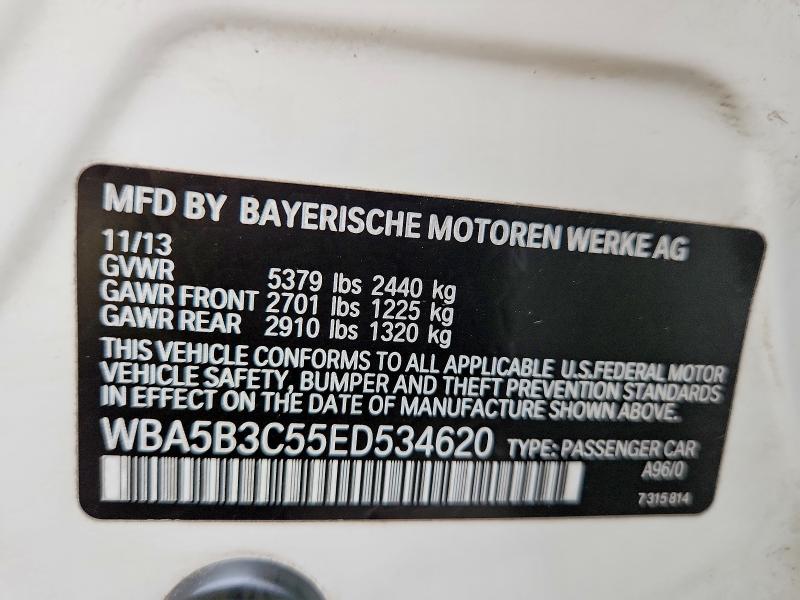 51800446 :رقم المزاد ، WBA5B3C55ED534620 vin ، 2014 Bmw 535 مزاد بيع
