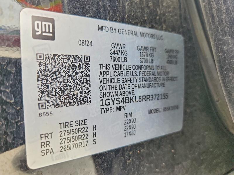 Aukcja sprzedaży 2024 Cadillac Escalade, vin: 1GYS4BKL8RR372155, numer aukcji: 48960876