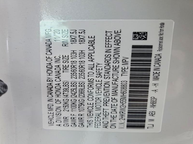 Продажа на аукционе авто 2021 Honda Cr-v, vin: 2HKRW2H55MH608803, номер лота: 51175456