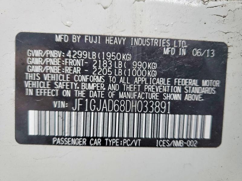 48954286 :رقم المزاد ، JF1GJAD68DH033891 vin ، 2013 Subaru Impreza مزاد بيع