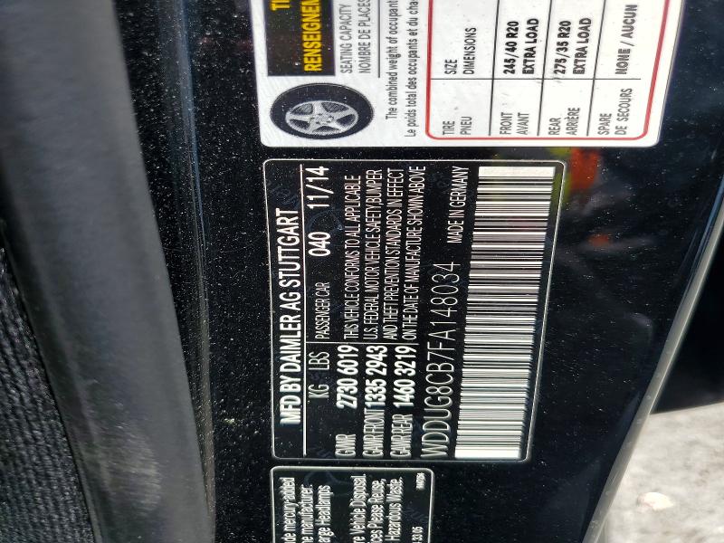 50790206 :رقم المزاد ، WDDUG8CB7FA148034 vin ، 2015 Mercedes-benz S مزاد بيع