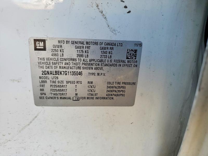 Продажа на аукционе авто 2016 Chevrolet Equinox, vin: 2GNALBEK7G1135046, номер лота: 50826776
