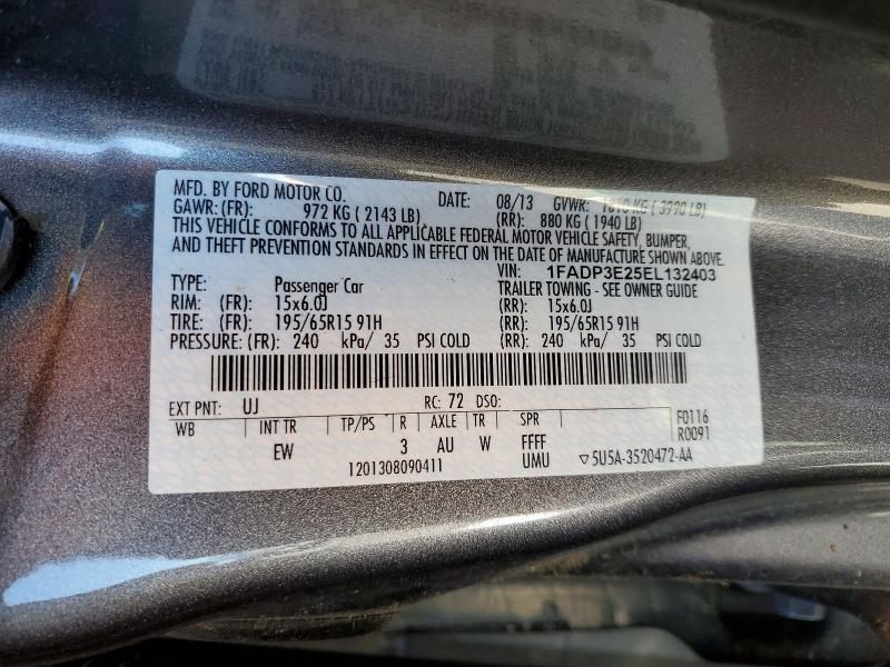 2014 Ford Focus მანქანა იყიდება აუქციონზე, vin: 1FADP3E25EL132403, აუქციონის ნომერი: 49753216